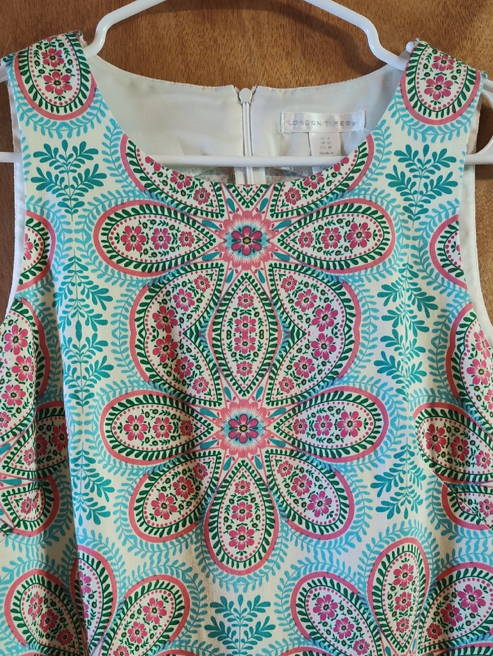 Pretty London Times Sheath Dress Turquoise Pink Floral Stretch Preppy Brunch 8 - Picture 3 of 10